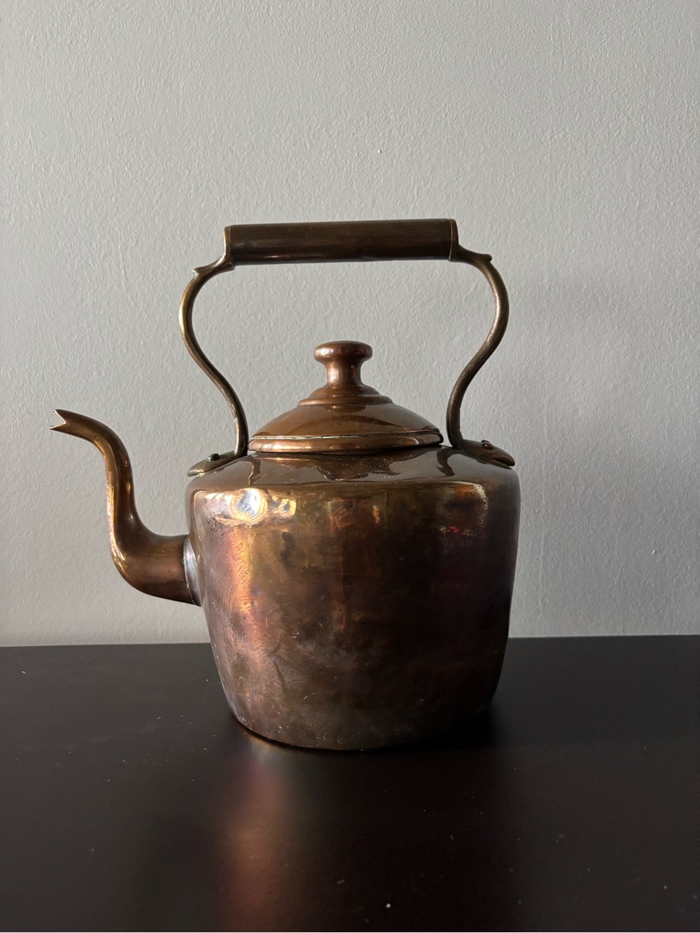 Vintage Copper Tea Kettle with Handle - Copper Color